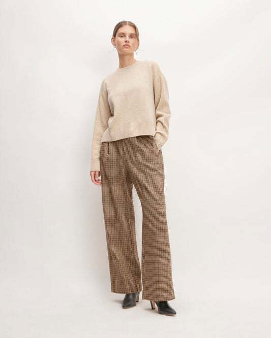 The ReWool® Way-High Drape Pant | Camel Houndstooth