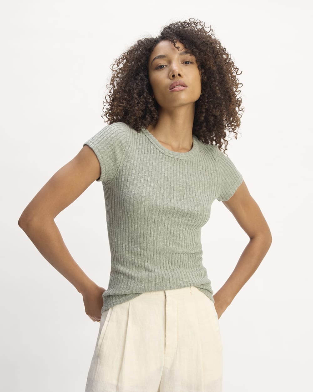 The Cozy Rib Tee | Sage Green