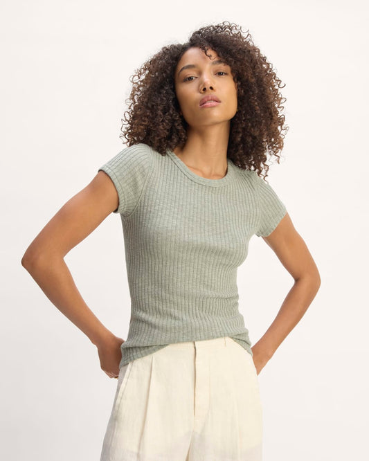 The Cozy Rib Tee | Sage Green