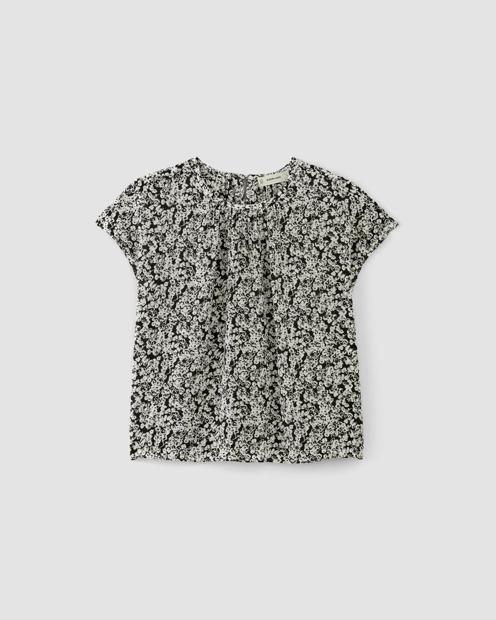 The Gathered Neck Top | Black / Bone Mini Floral