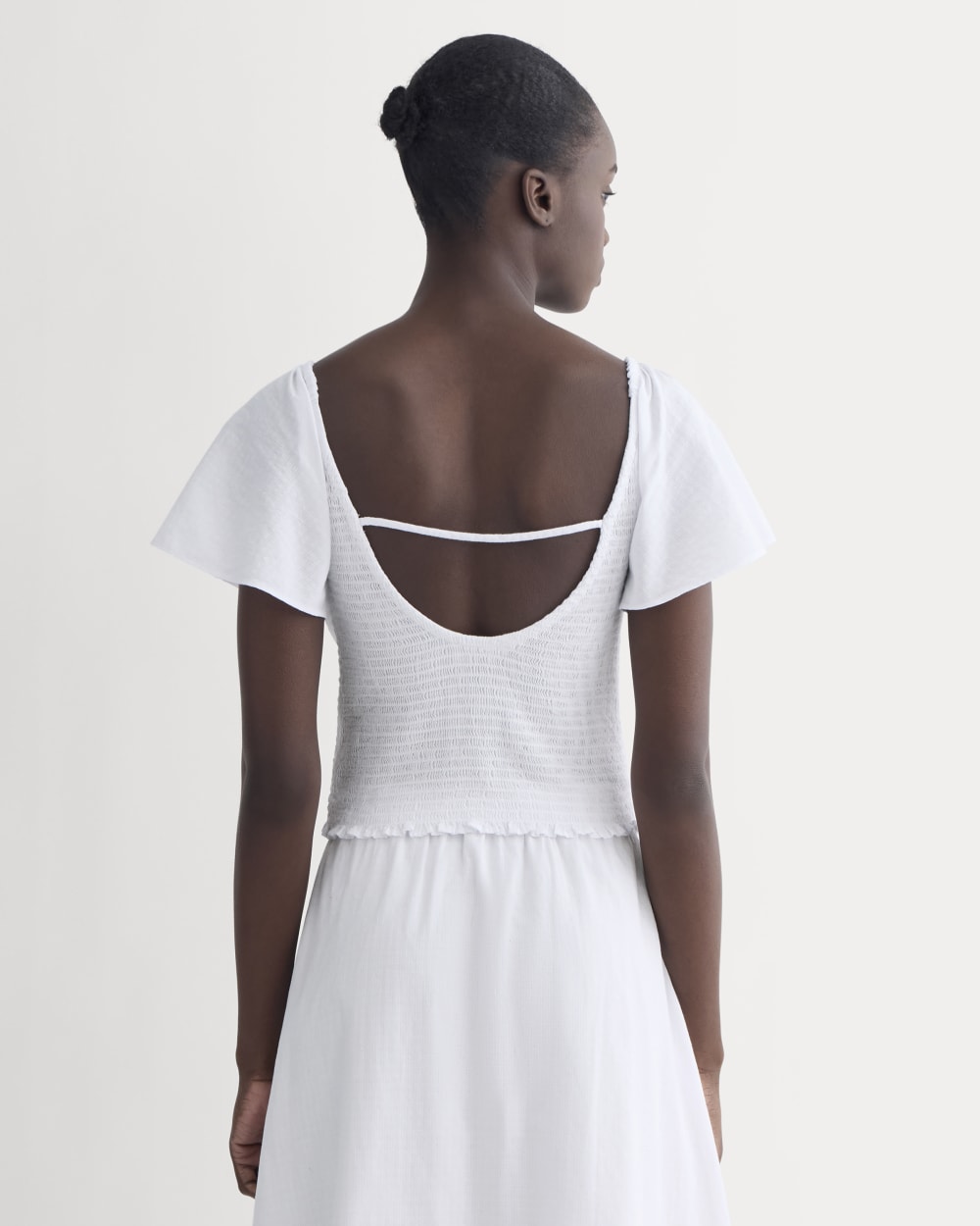 The Gauze Smocked Top | White
