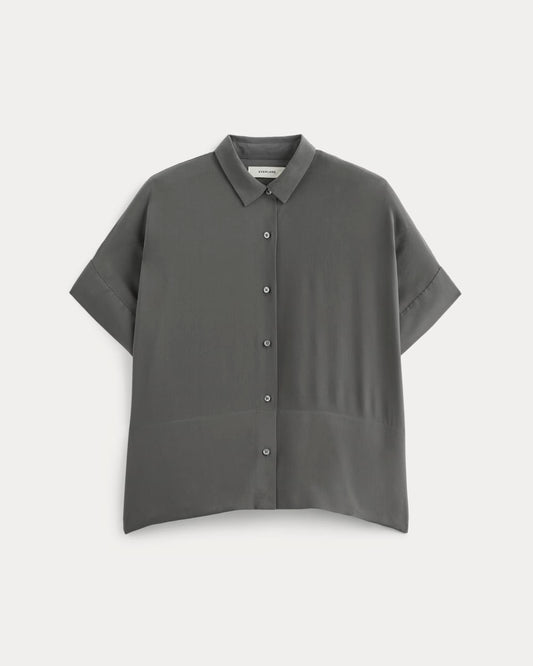 The Boxy Shirt in Washable Silk | Graphite