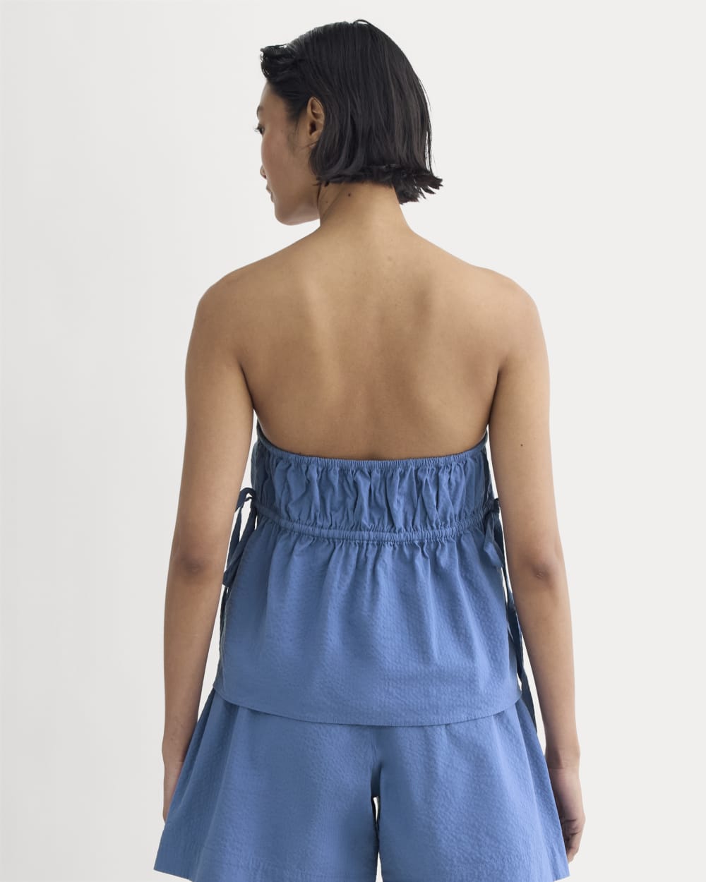 The Seersucker Tube Top | Soft Cobalt