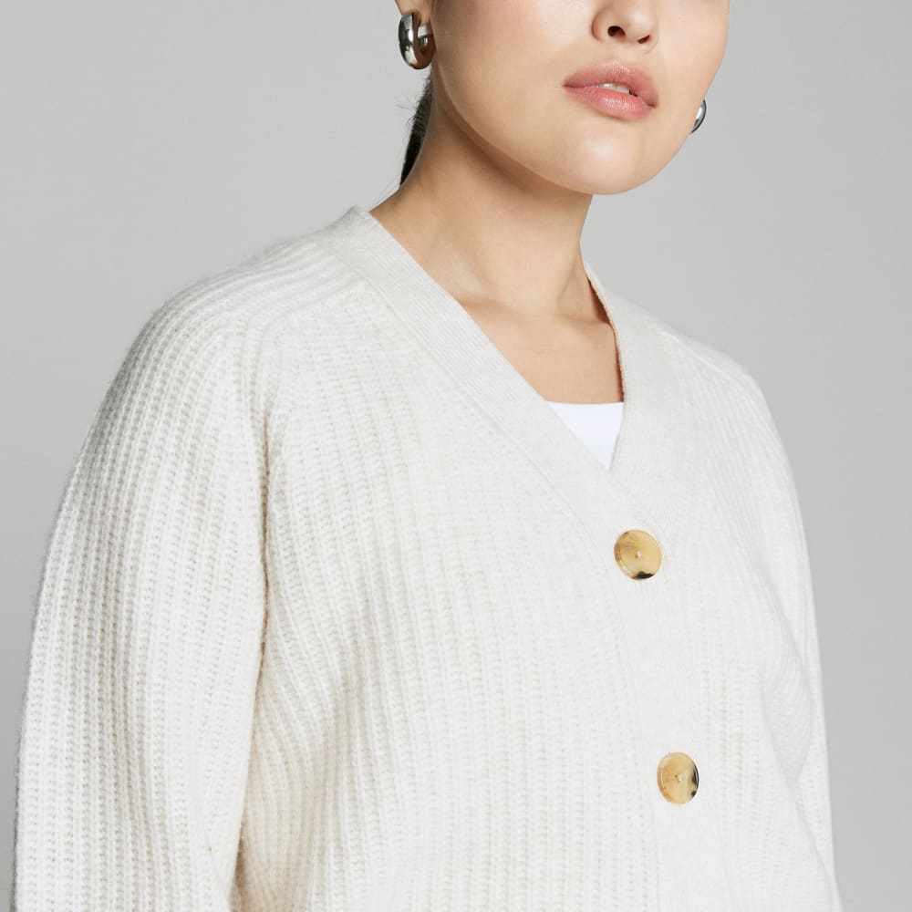 The Felted Merino Cardigan | Heathered Oat