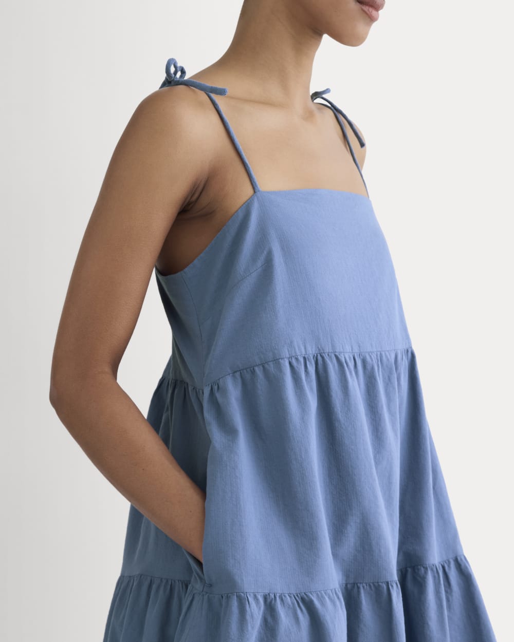 The Gauze Mini Tiered Dress | Soft Cobalt
