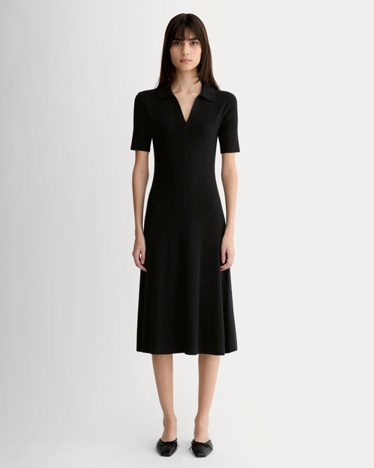 The Knit Polo Dress | Black