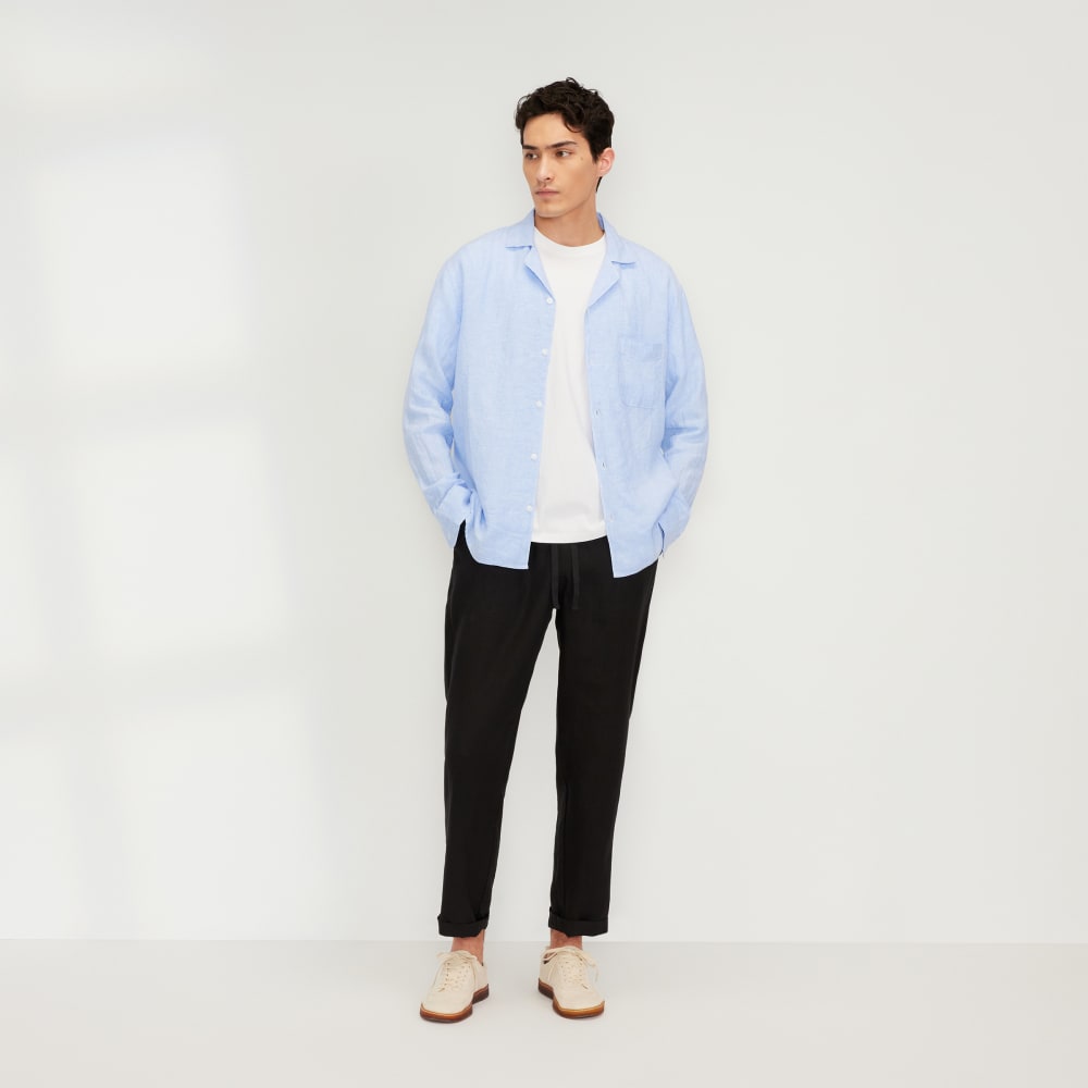 The Relaxed Linen Long-Sleeve Shirt | Light Blue