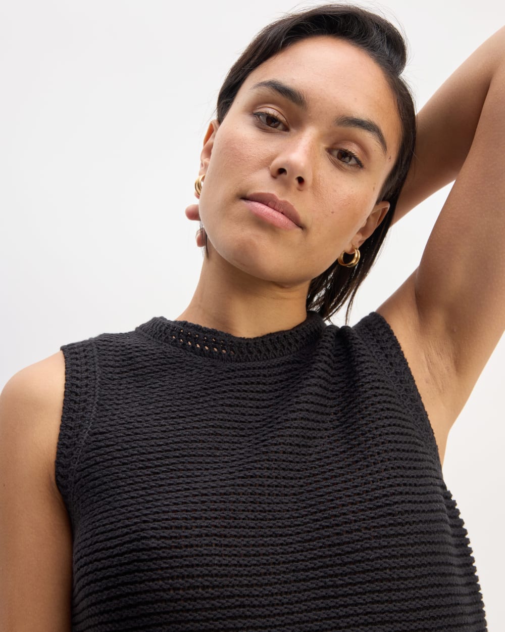 The Organic Cotton Open-Stitch Tank | Black