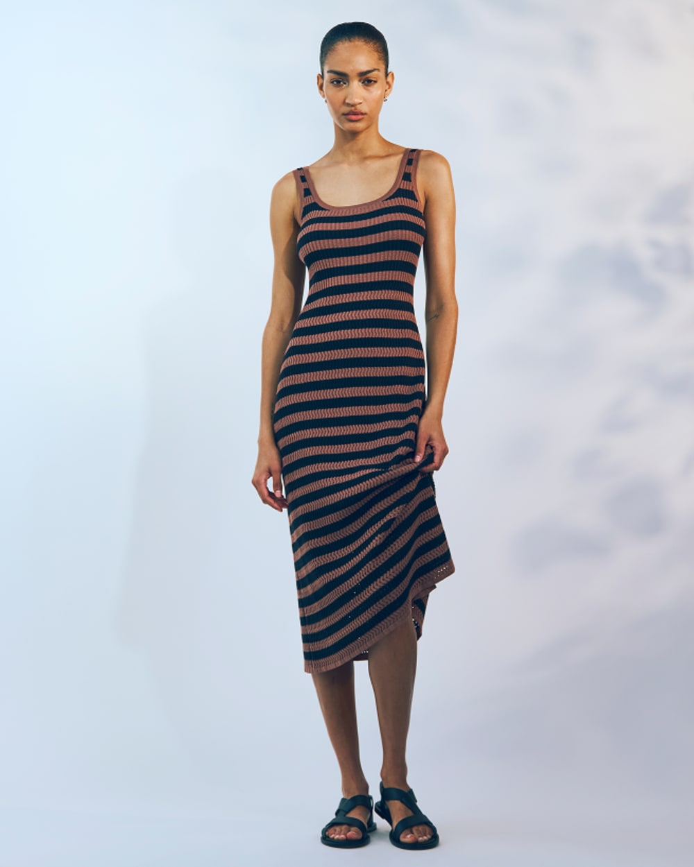 The Crochet Knit Tank Dress | Mocha / Black