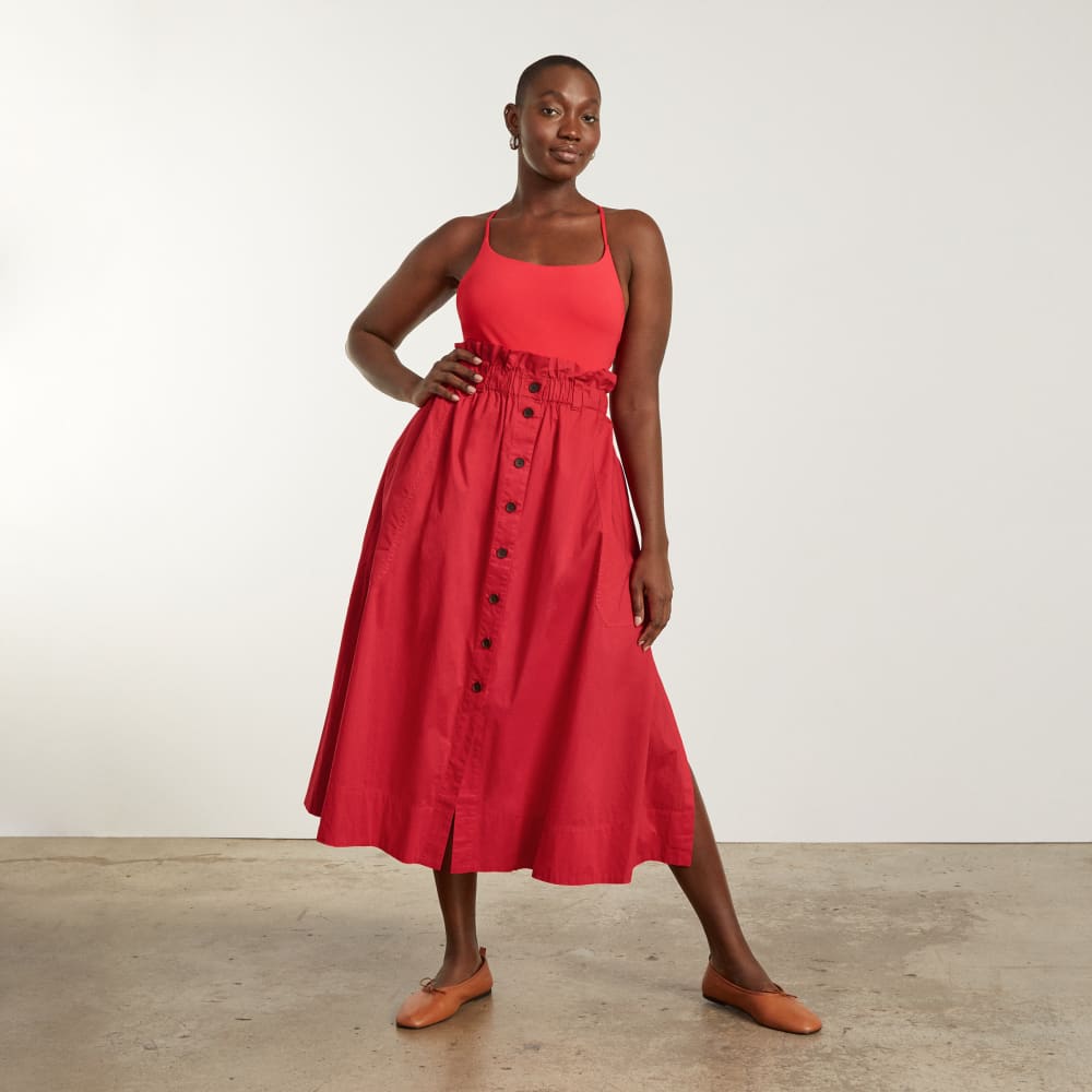 The Easy Button-Front Skirt | Goji Berry