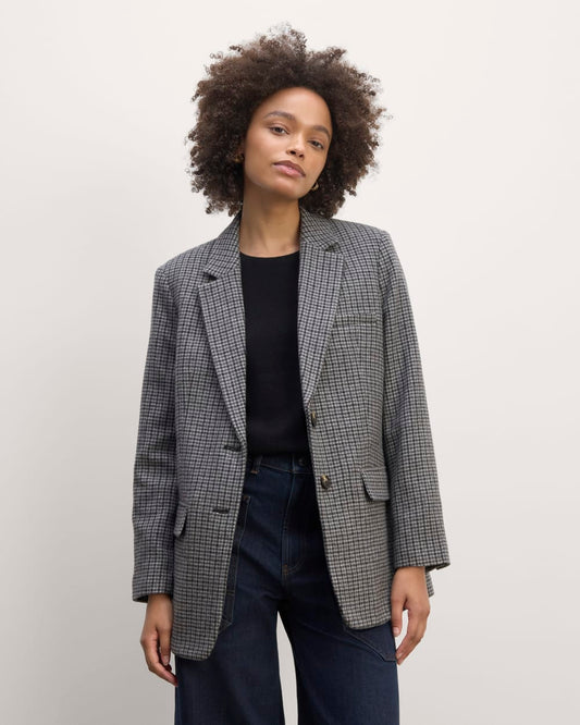 The Oversized Blazer in Wool | Gray Houndstooth