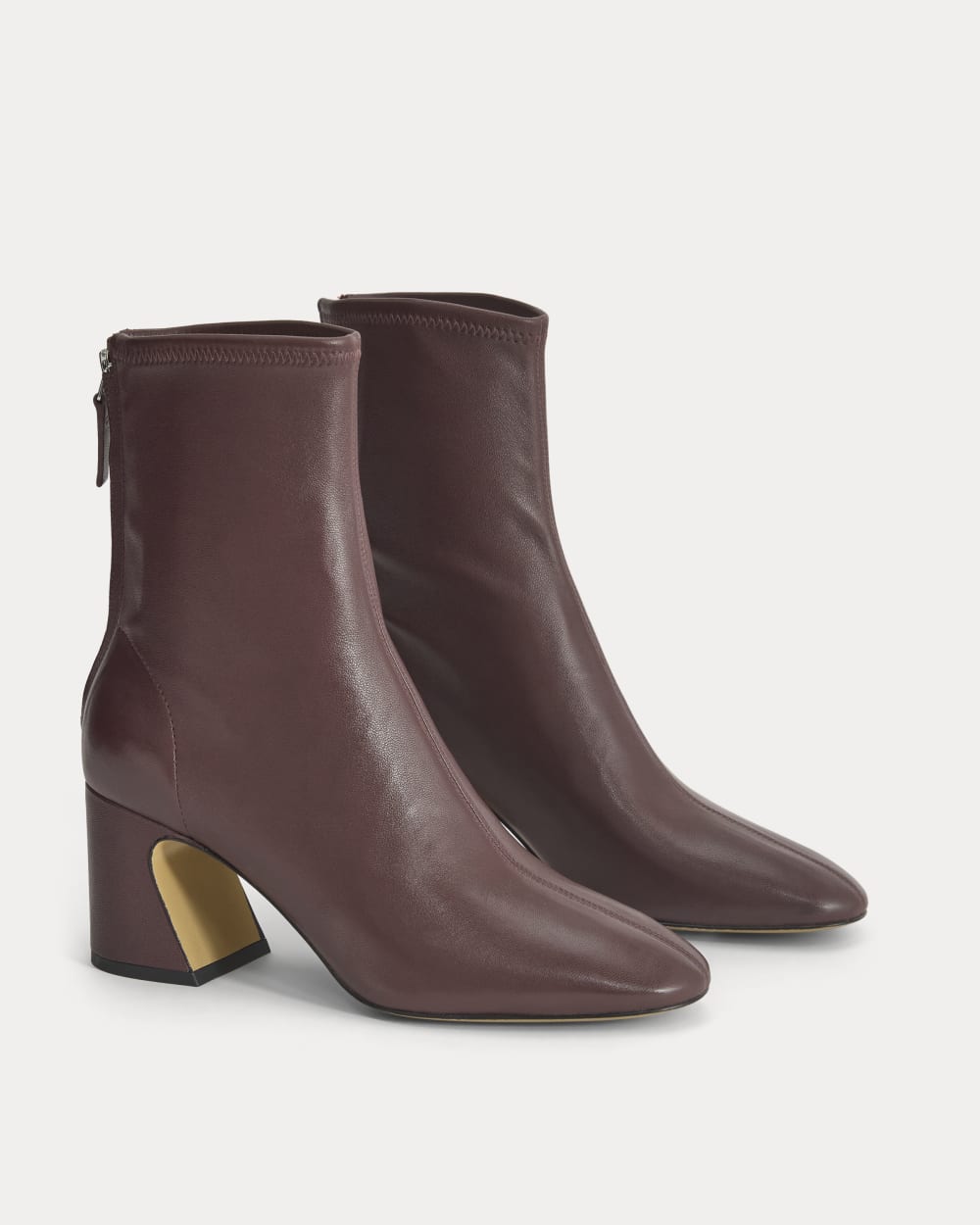 Leather Curved-Heel Boot | Burgundy