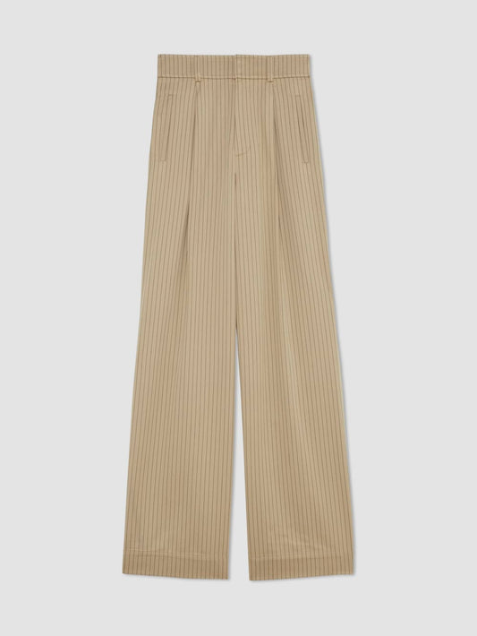 The Draper Pleated Pant in Buttersmooth | Cornstalk / Black | 32 Inseam
