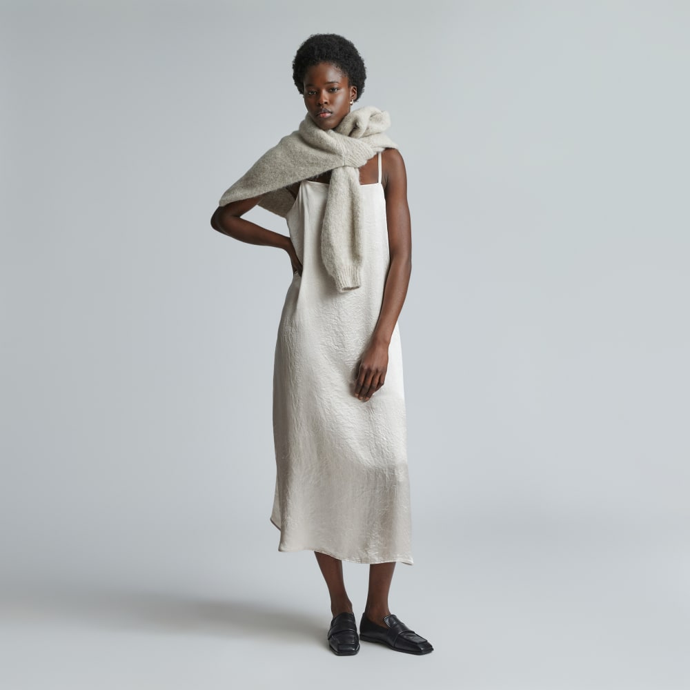 The Satin Square-Neck Slip Dress | Cream