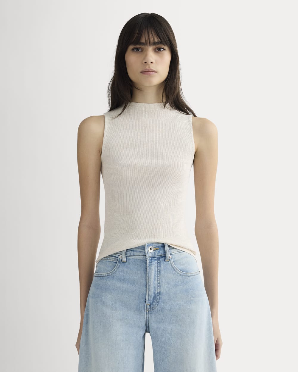 The Luxe Rib Funnel-Neck Tank | Heathered Oat