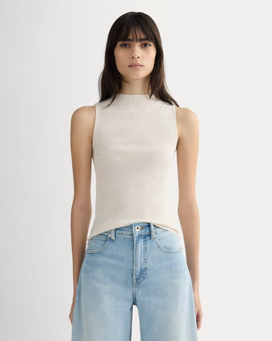The Luxe Rib Funnel-Neck Tank | Heathered Oat