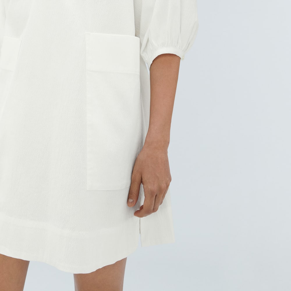 The Seersucker Puff Sleeve Dress | White
