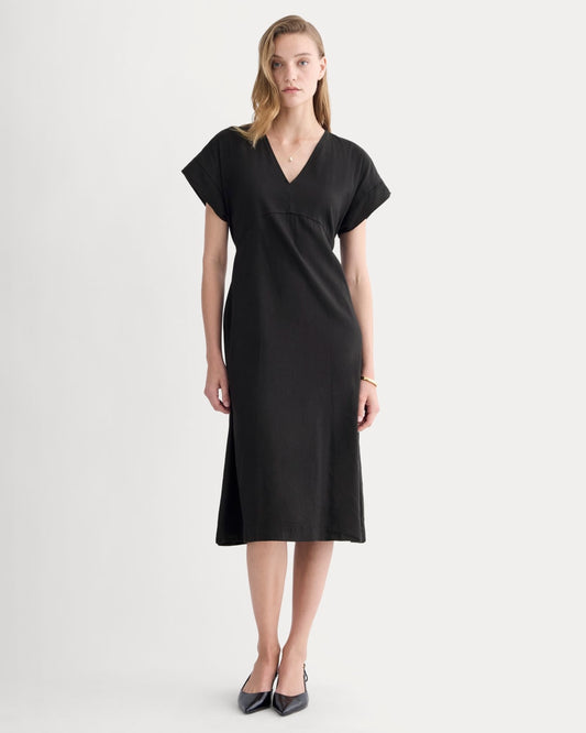 The Tie-Back Dress in Stretch Linen | Black