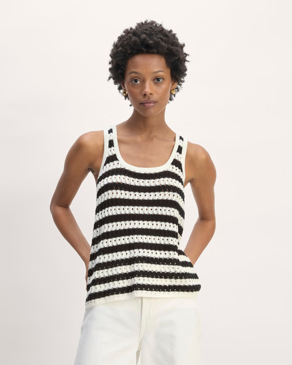 The Crochet Knit Tank | Bone / Black