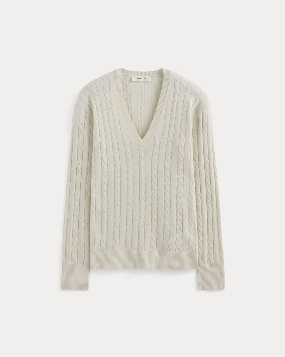 The Cable V-Neck in Cotton Cashmere | Birch