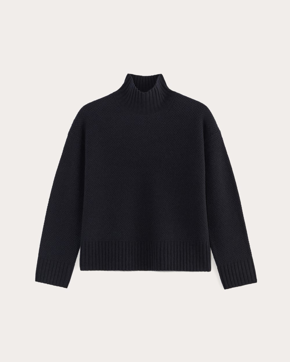 The Honeycomb Funnel Neck in Wool Cashmere | Navy