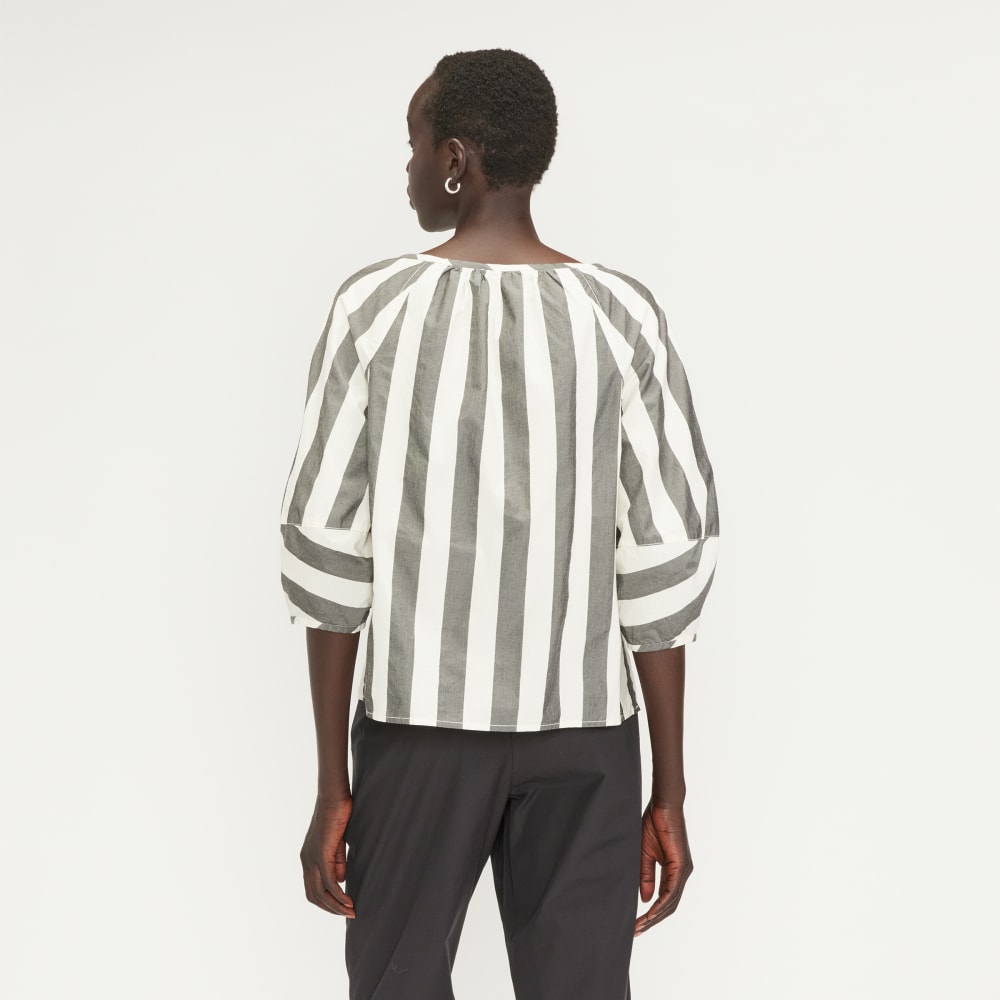 The Poplin Scoop-Neck Top | Bone / Black