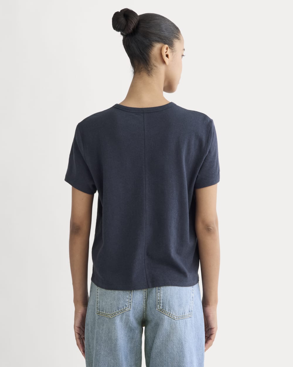 The Box-Cut Tee in Cotton Linen | Navy