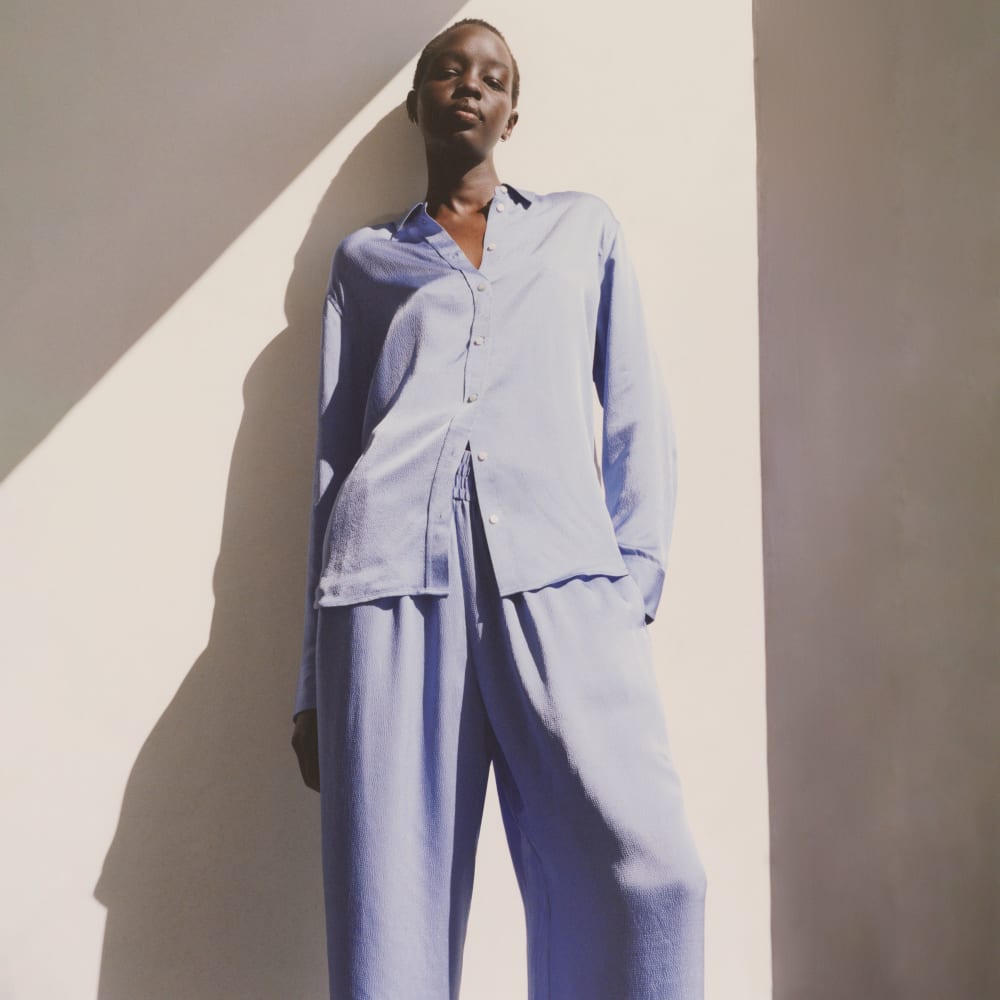 The Satin Relaxed Shirt | Cornflower Blue