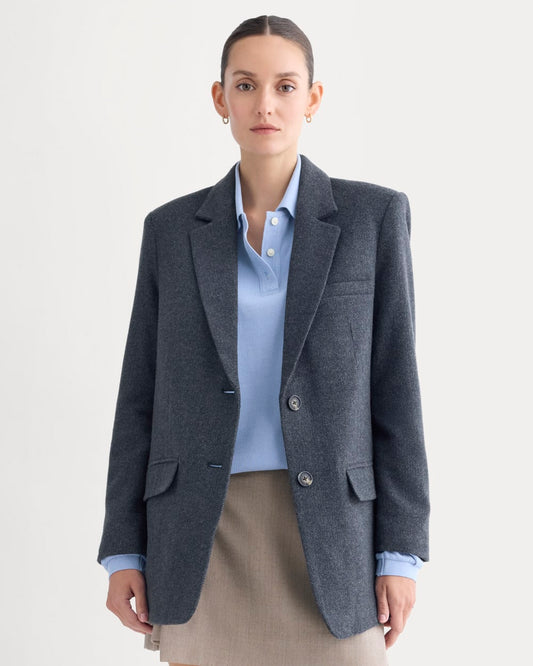 The Oversized Blazer in Wool | Navy Herringbone