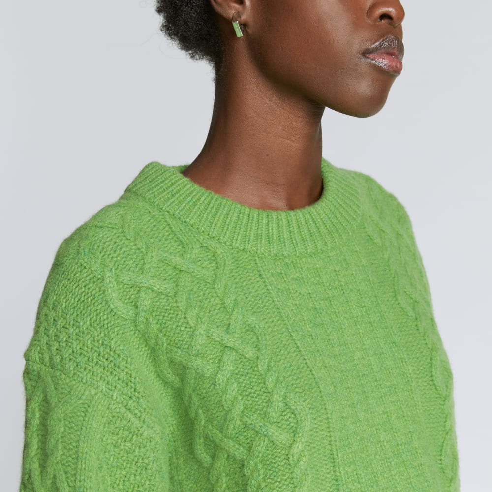 The Felted Merino Cropped Cable Sweater | Salted Lime