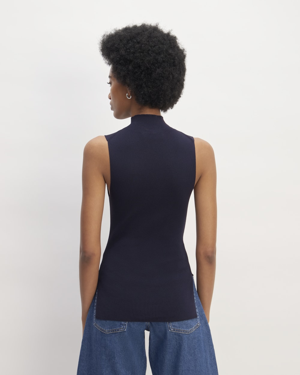 The Viscose Mock Neck Top | Navy