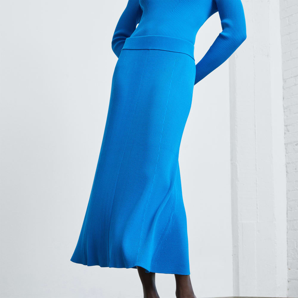 The Ribbed Knit Skirt | Brilliant Blue