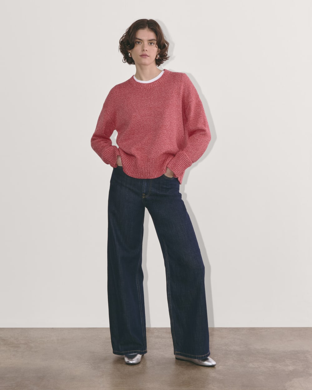 The Boxy Sweater in Everyday Cotton | Pink Peony / Classic Red
