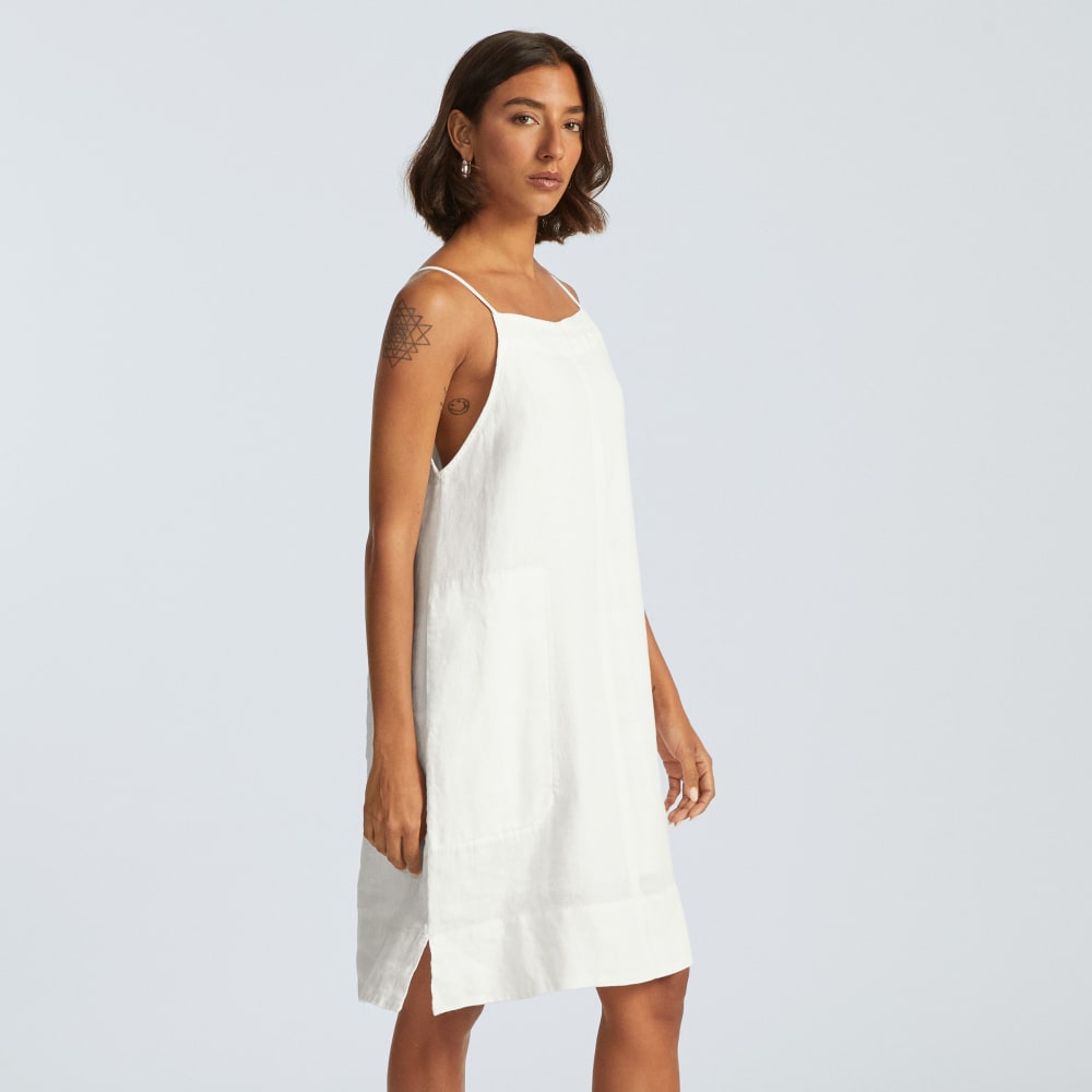 The Linen Apron Dress | White