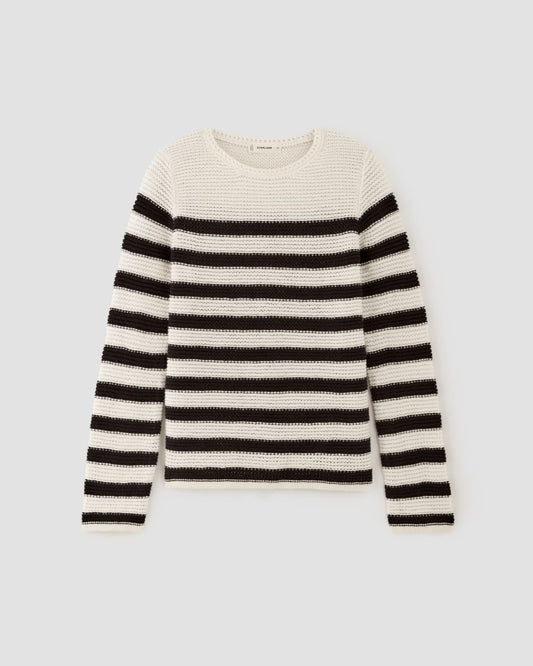 The Organic Cotton Open-Stitch Crew | Black / Bone