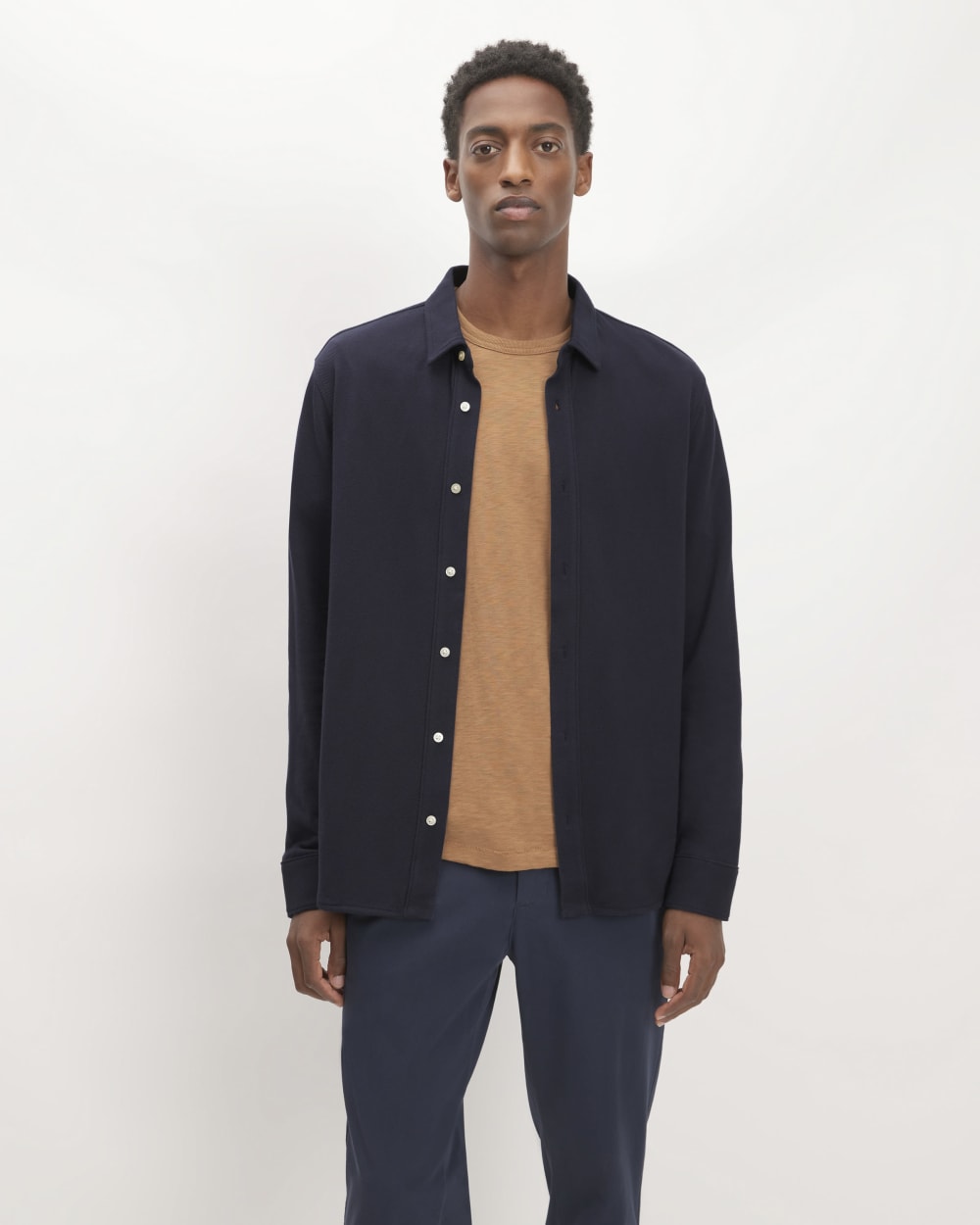 The Long-Sleeve Pique Shirt | Deep Navy