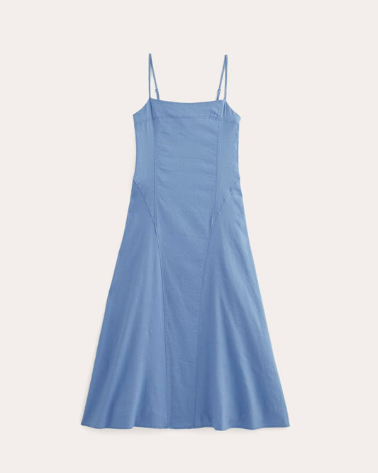 The Seamed Dress in Stretch Linen | Bluebell
