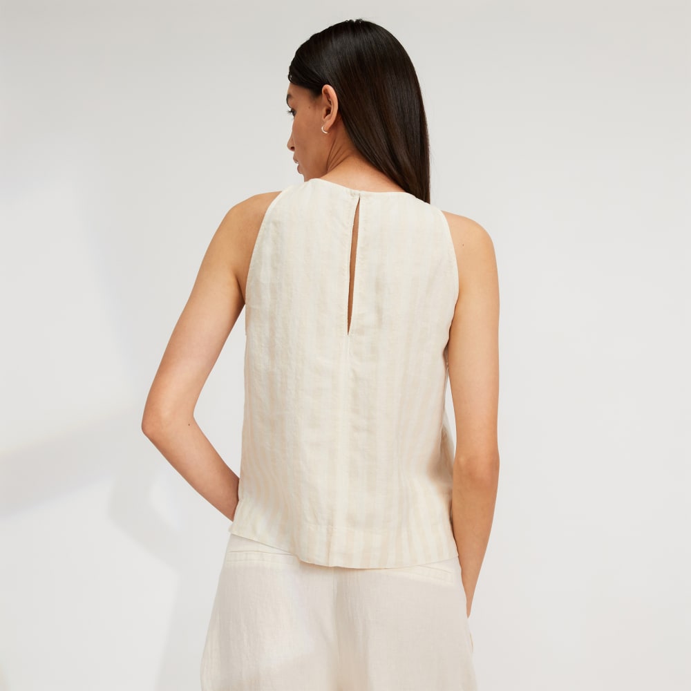 The Linen High-Neck Tank | Brazilian Sand / Canvas Tan