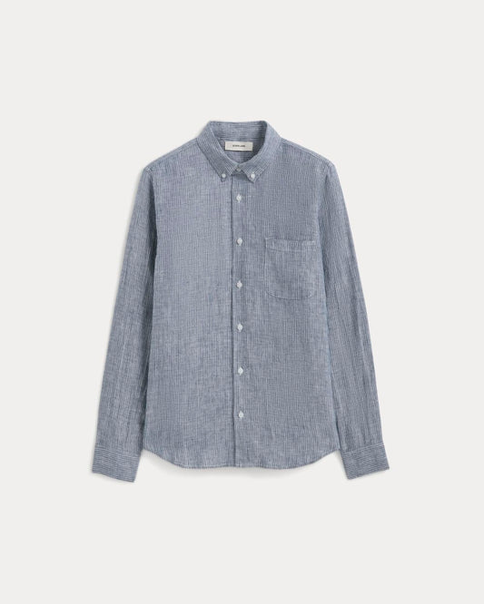The Classic Shirt in Linen | White / Blue