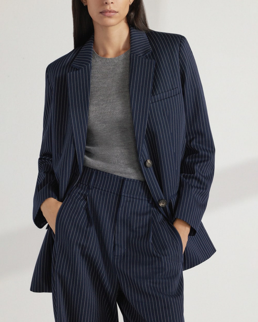 The Long-Sleeve Sweater Tee in Ultrasoft Merino | Heather Mid Grey