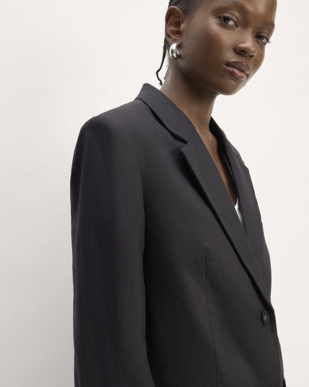 The Oversized Blazer in Linen | Black