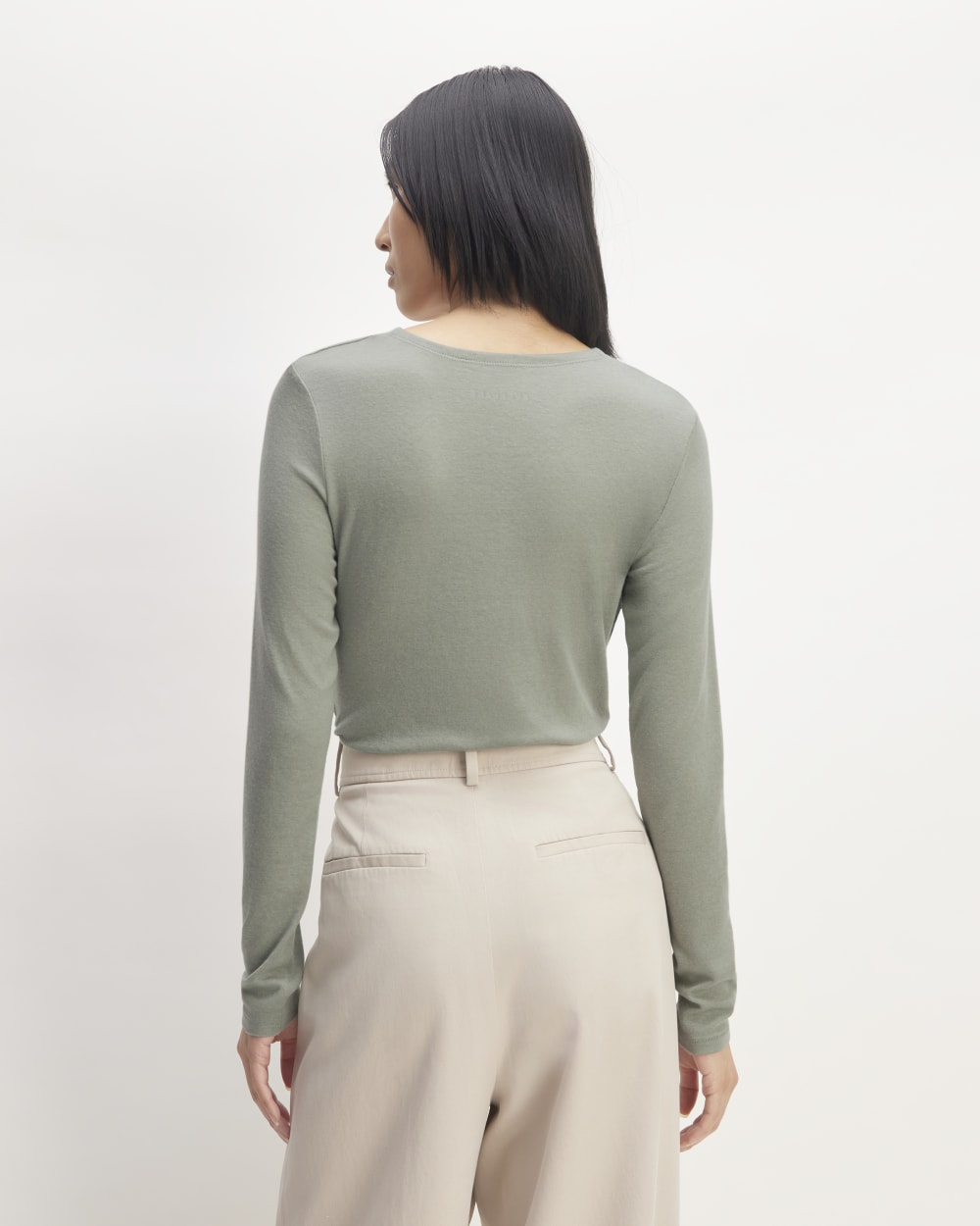 The Ruched V-Neck Tee in Butterluxe | Sage Green