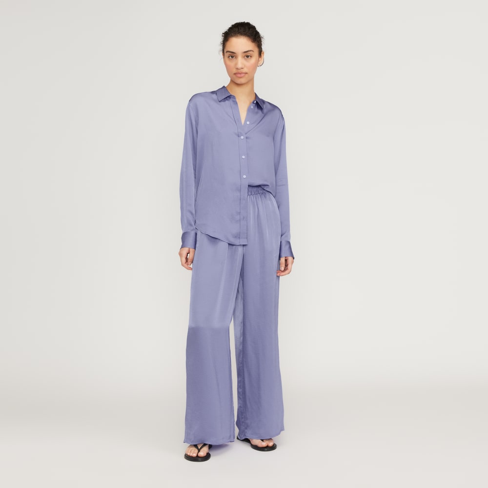 The Satin Pull-On Pant | Cornflower Blue