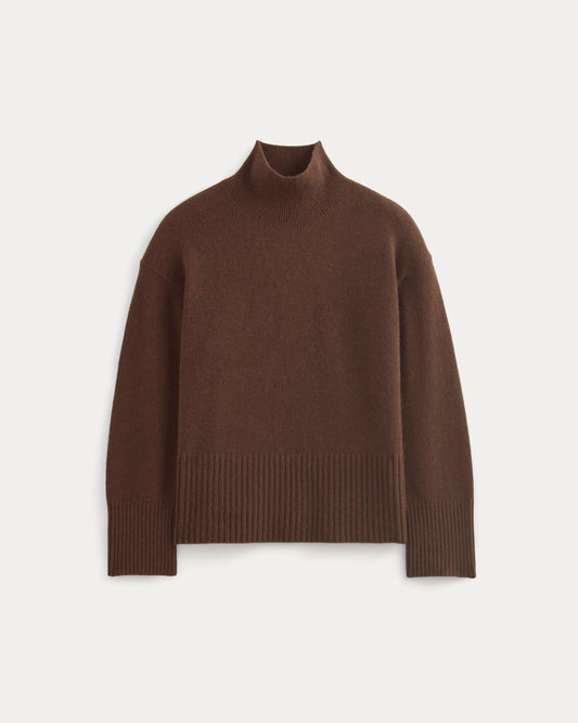 The Boxy Turtleneck in Cashmere | Dark Mahogany