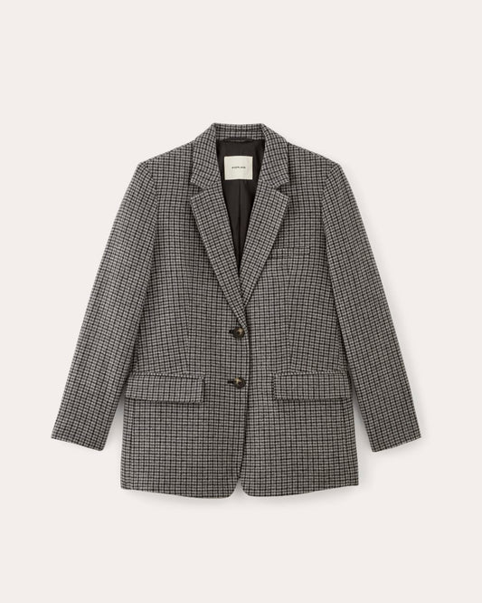 The Oversized Blazer in Wool | Gray Houndstooth