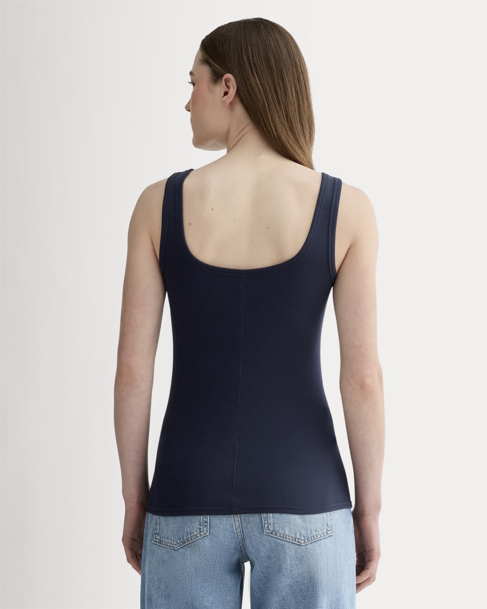 The Luxe Rib Square-Neck Tank | Navy