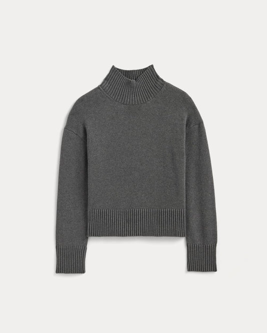 The Boxy Turtleneck in Everyday Cotton | Heathered Charcoal