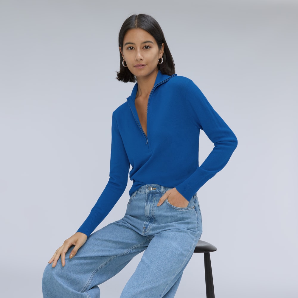 The Luxe Merino Half-Zip Sweater | Lapis Blue