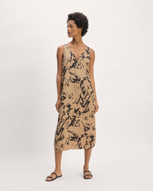 The TENCEL™ Midi Slip Dress | Black / Cornstalk Abstract