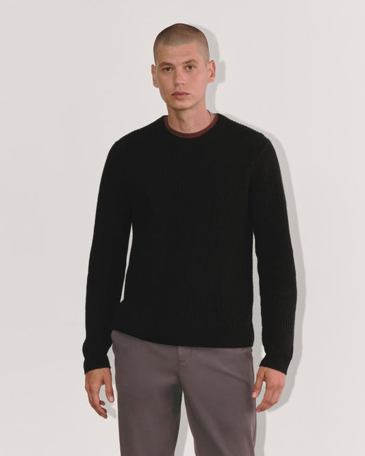 The Fisherman Crew in Wool Cashmere | Black